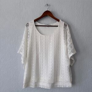 Dressbarn White Lace Short Sleeve Blouse Size 14/16